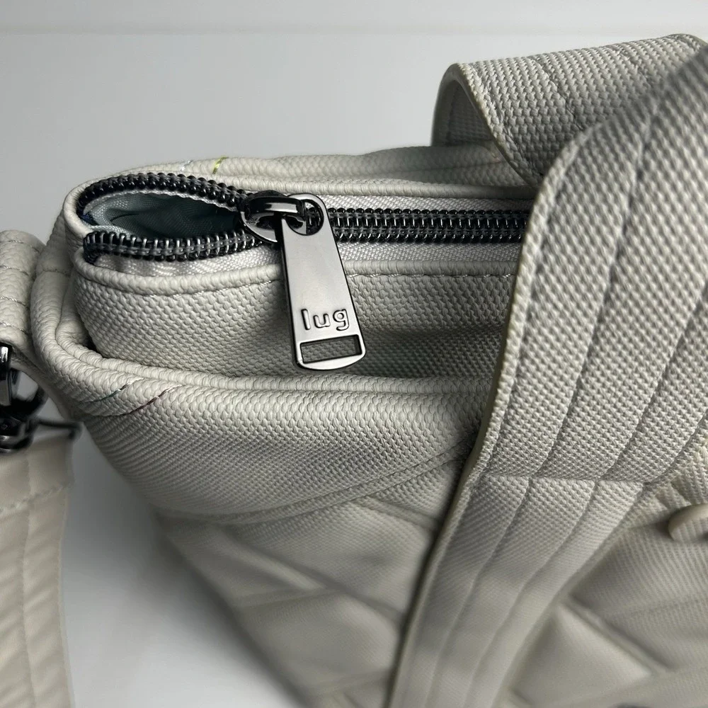 LUG Dory Matte Luxe Quilted Crossbody Bag Purse Ivory Pebble Multi Color Stitch
